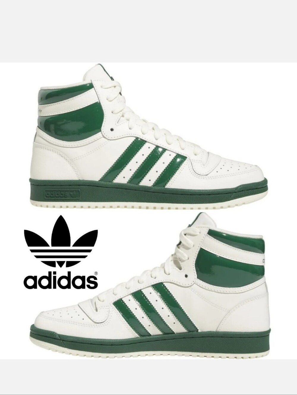 NEW- Mens Adidas Originals TOP TEN RB #IF7812 - Off White/Dark Green - Size 12